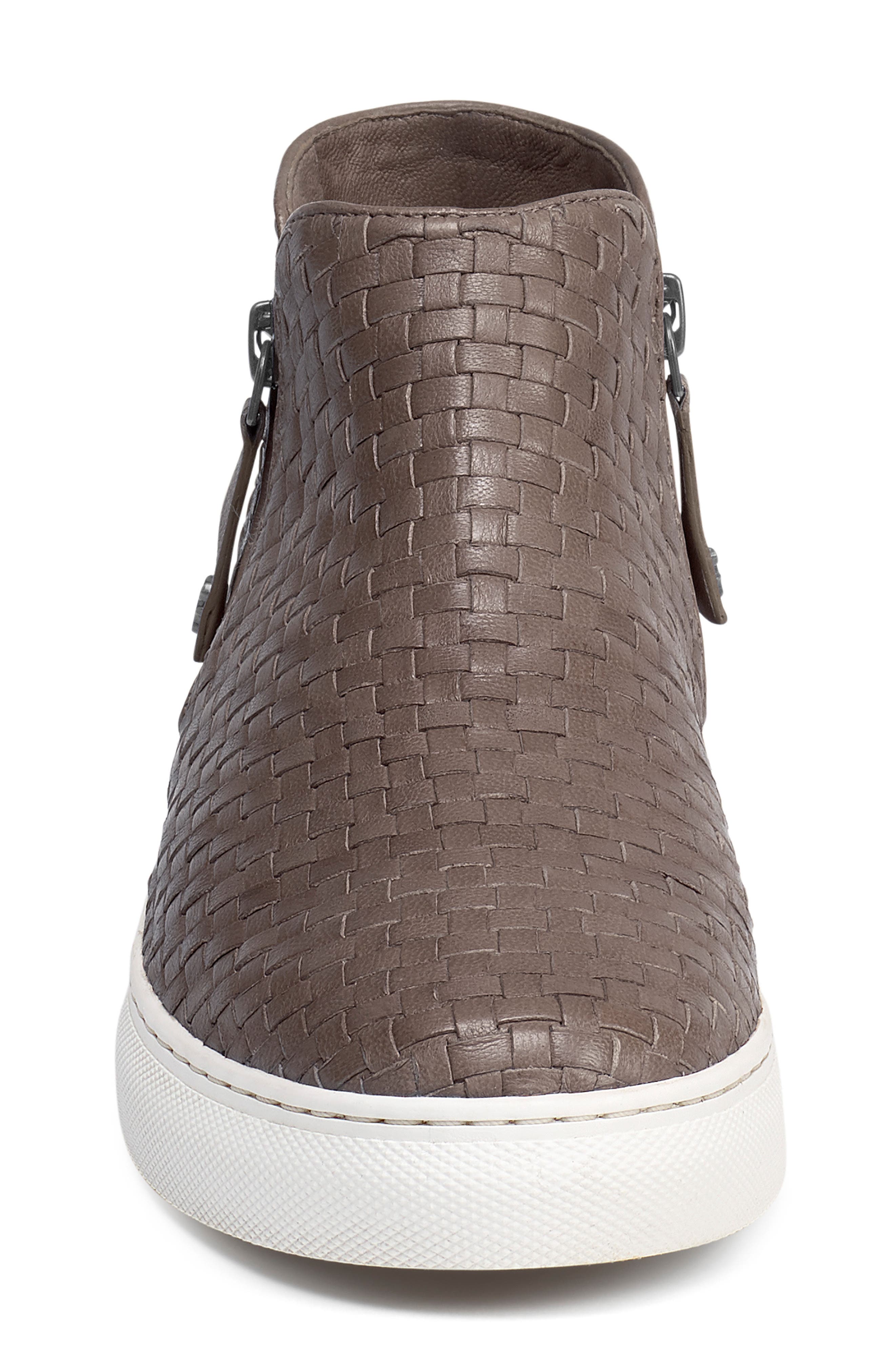 Lora Woven Sneaker Bootie, Alternate, color, GREY LEATHER