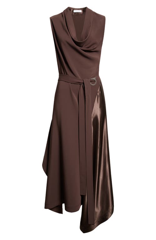 Ferragamo Viscose Stretch Cady Long Dress In Brown