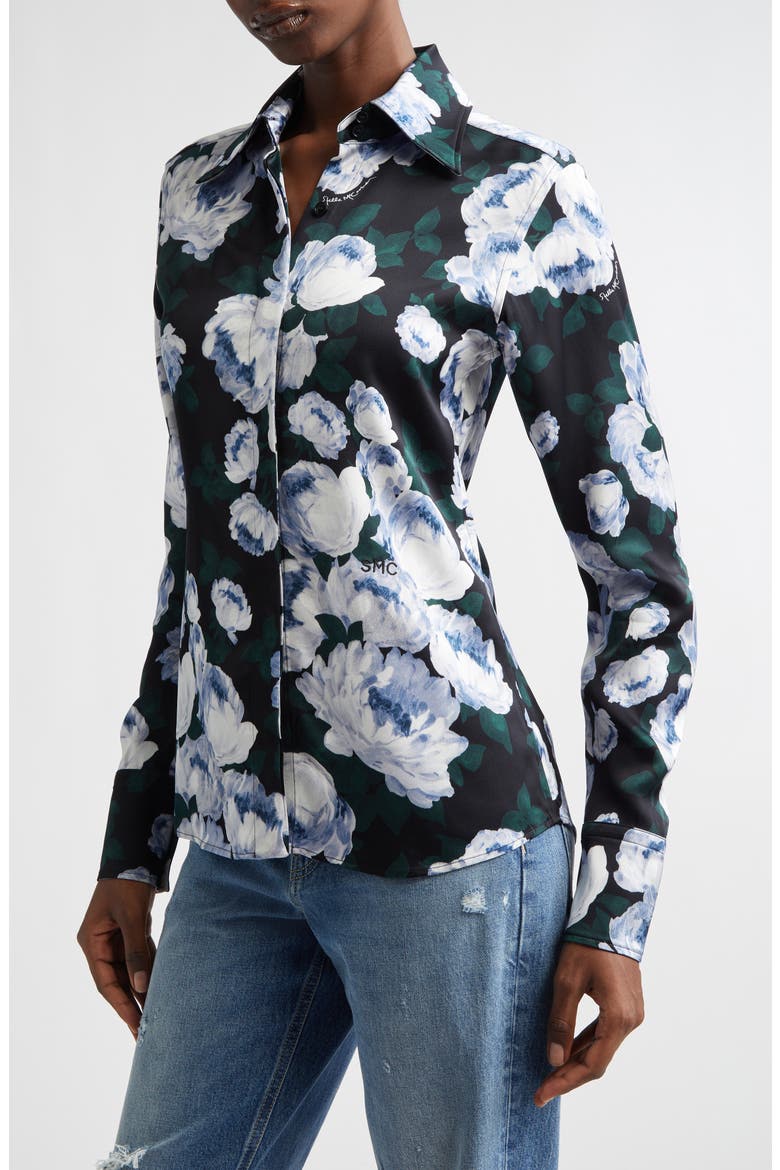 Bunch of Roses Button-Up Shirt, Alternate, color, GREEN MULTICOLOR