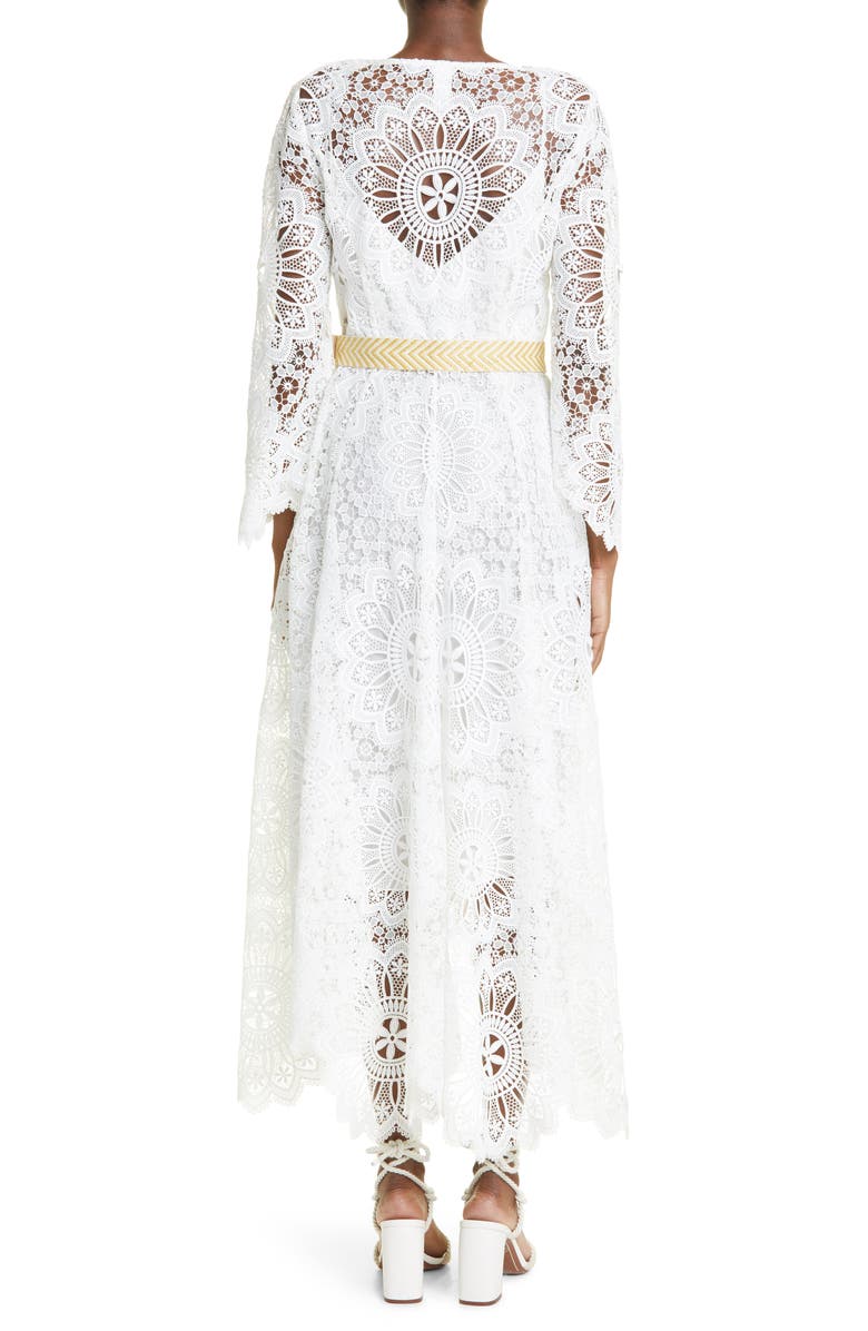 Zimmermann Chintz Doily Long Sleeve High-Low Lace Dress, Alternate, color,