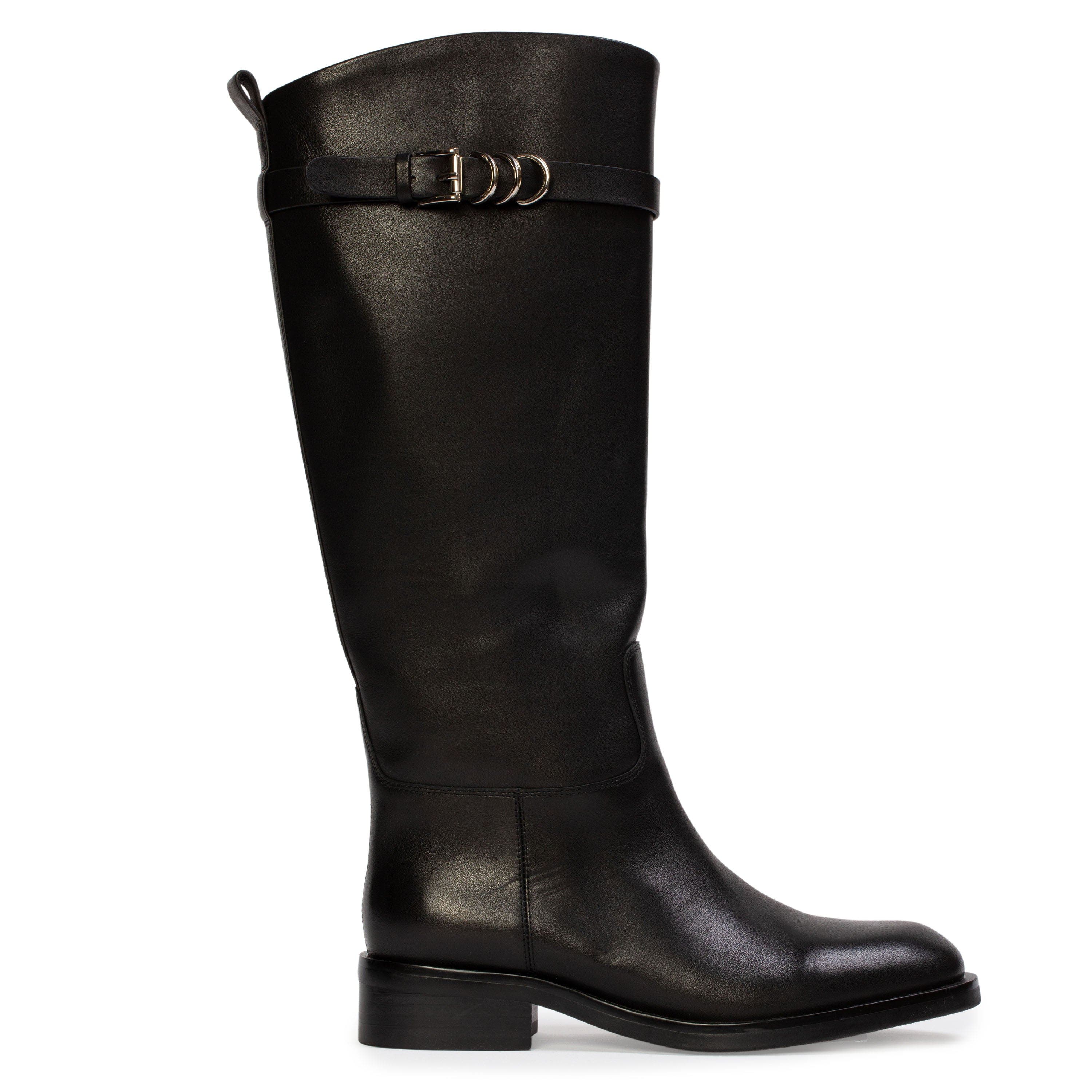 Ashley Leather Boot, Main, color, Black Leather