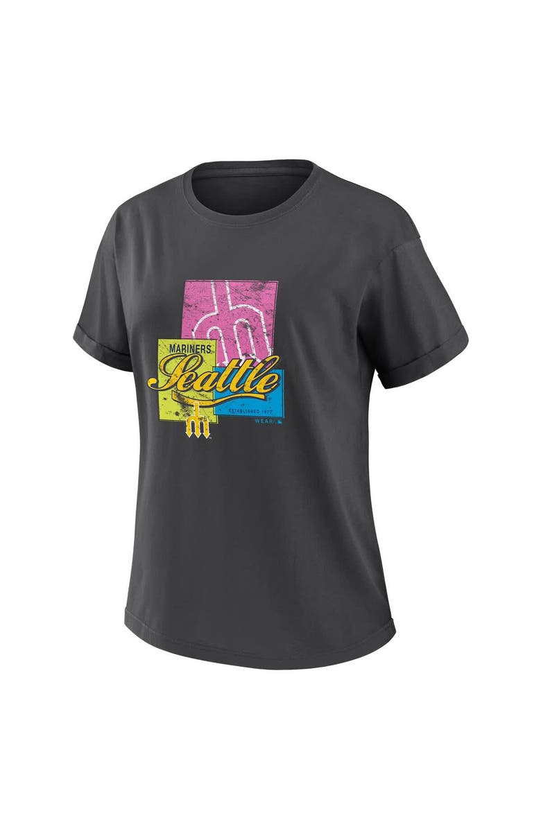 WEAR by Erin Andrews Women's WEAR by Erin Andrews Charcoal Seattle Mariners Domestic Box Color Boyfriend T-Shirt, Alternate, color, Charcoal