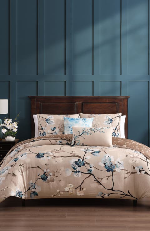 Blue Blossom Reversible 5-Piece Comforter Set