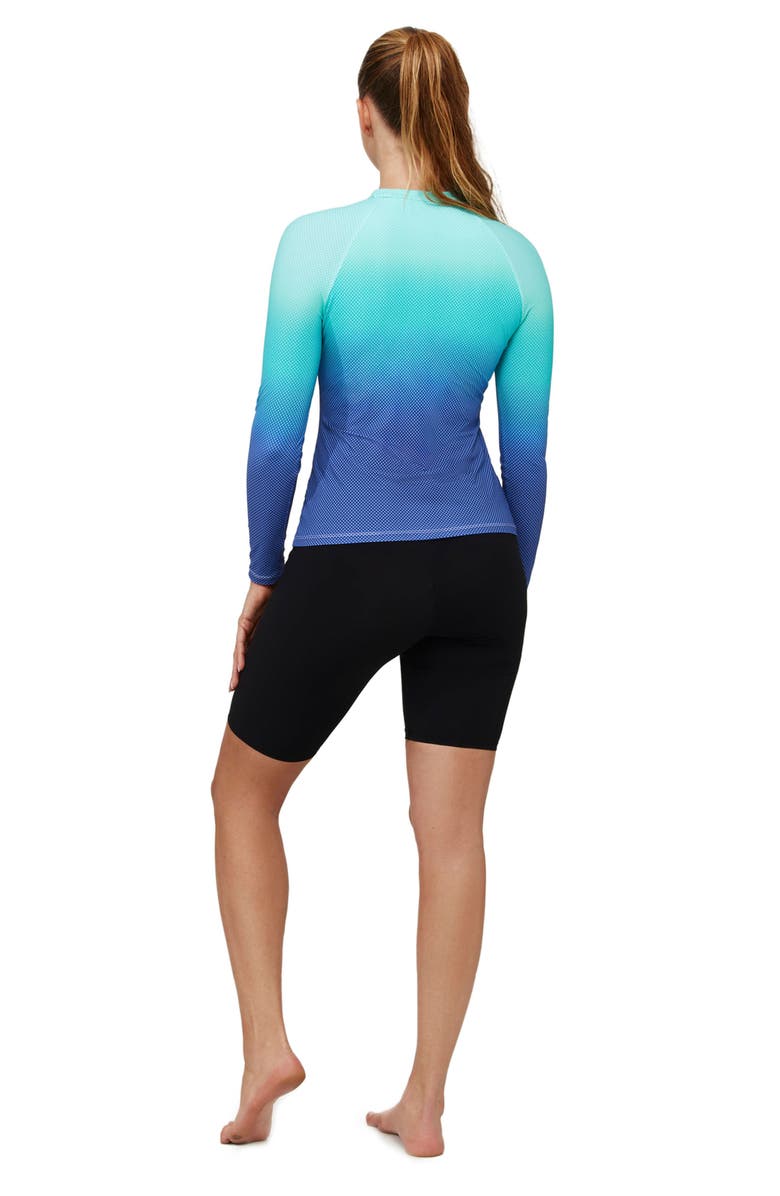Free Sport by Gottex Nixi Long Sleeve Rash Guard Swim Top, Alternate, color, Multi Green