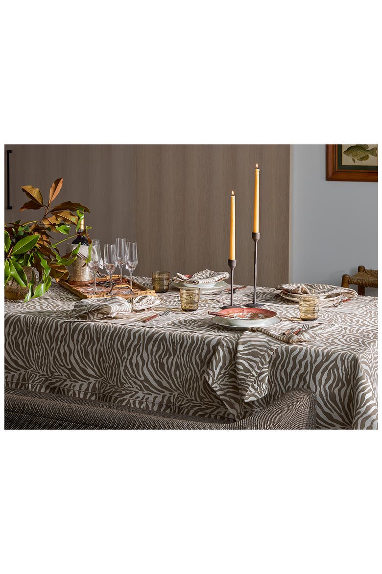Regine Set of 4 Linen Zebra Stripe Linen Cocktail Napkins, Alternate, color, GRASS