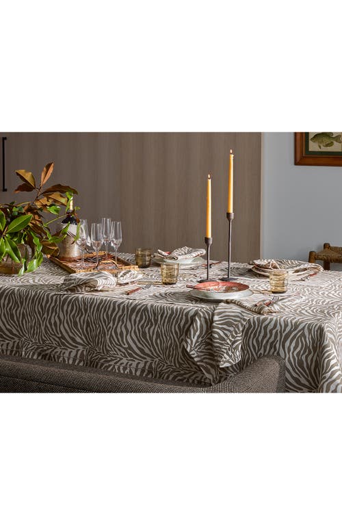 Matouk Regine Set Of 4 Linen Zebra Stripe Linen Cocktail Napkins In Brown