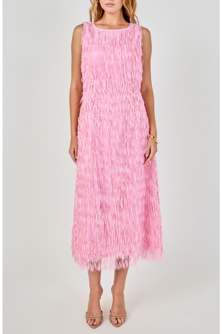 Fringe Sleeveless Midi Dress, Main, color, PINK