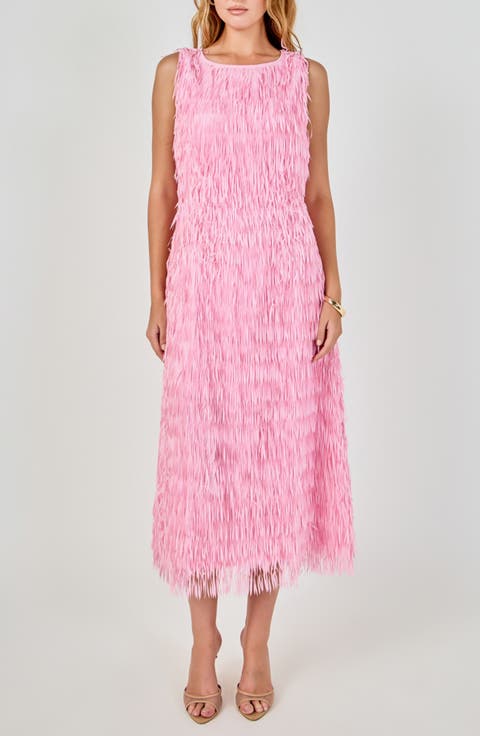 Fringe Sleeveless Midi Dress