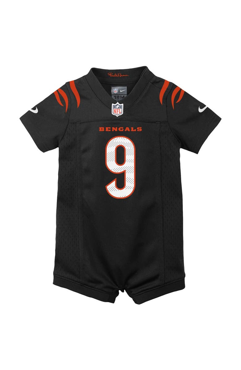 Nike Newborn & Infant Nike Joe Burrow Black Cincinnati Bengals Game Romper Jersey, Alternate, color, Black