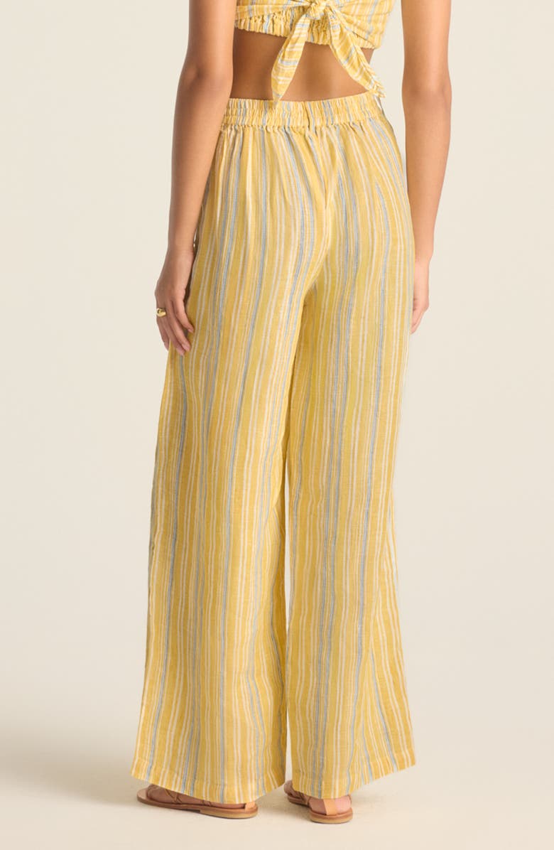Vitamin A<sup>®</sup> Getaway Stripe Linen Cover-Up Pants, Alternate, color, Sunny Skies
