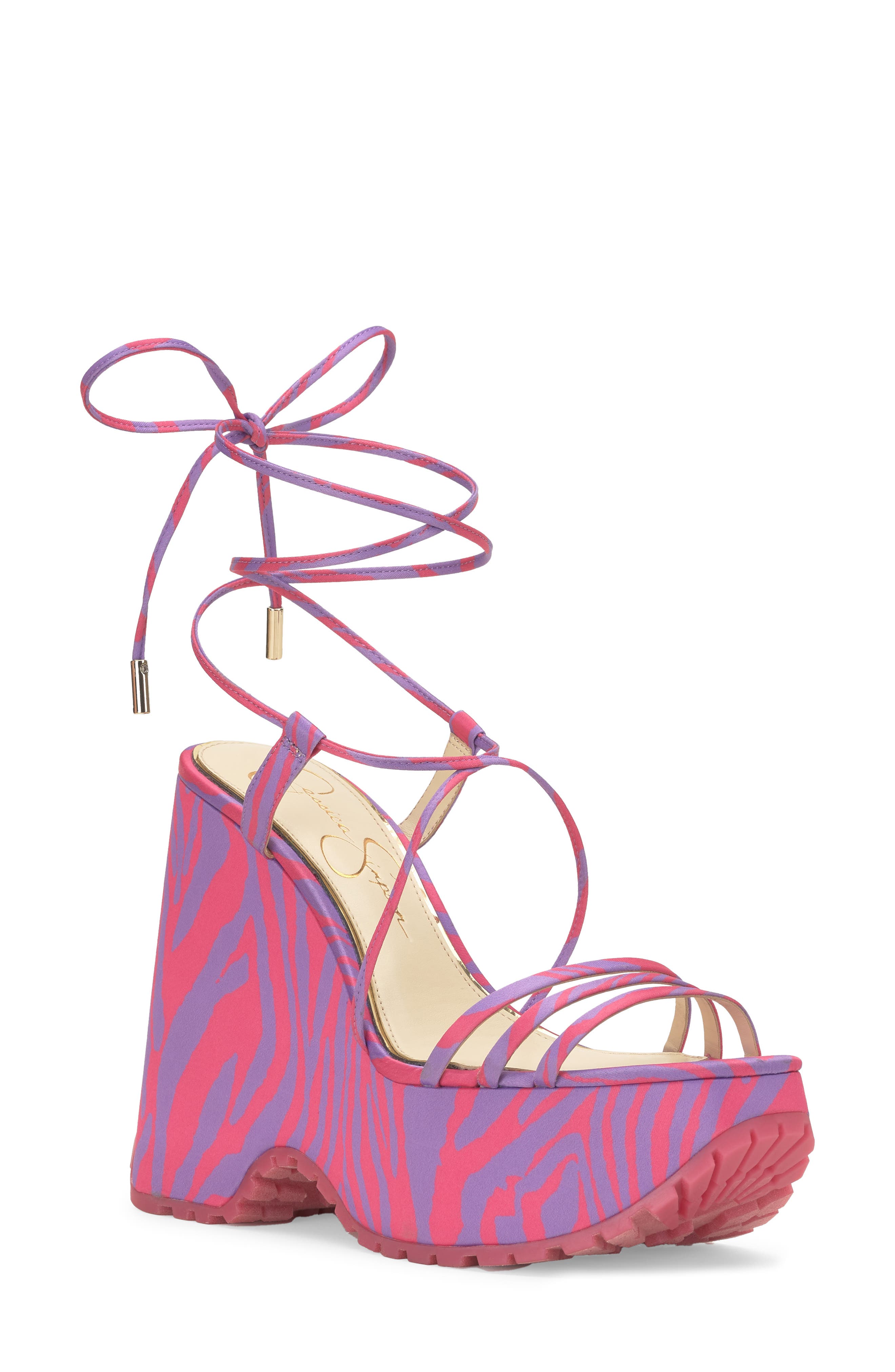 Damazy Zebra Platform Sandal, Main, color, LAVENDER ROSE