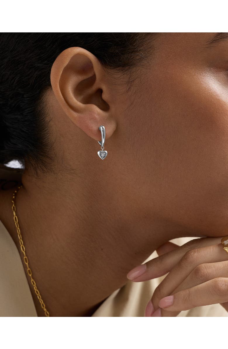 Astley Clarke Silver Biography Heart Hoop Drop Earrings, Alternate, color, Silver