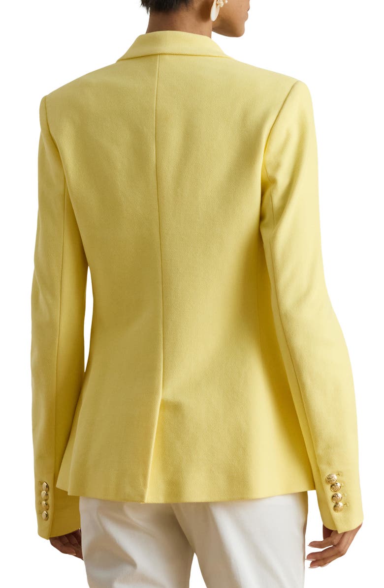 Lauren Ralph Lauren Logo Patch Slim Fit Stretch Cotton Blazer, Alternate, color, Lemon Sorbet Yellow