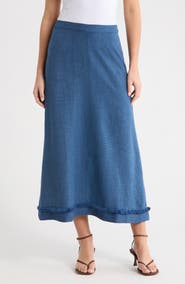 Vince Camuto Fringe Detail A-Line Maxi Skirt