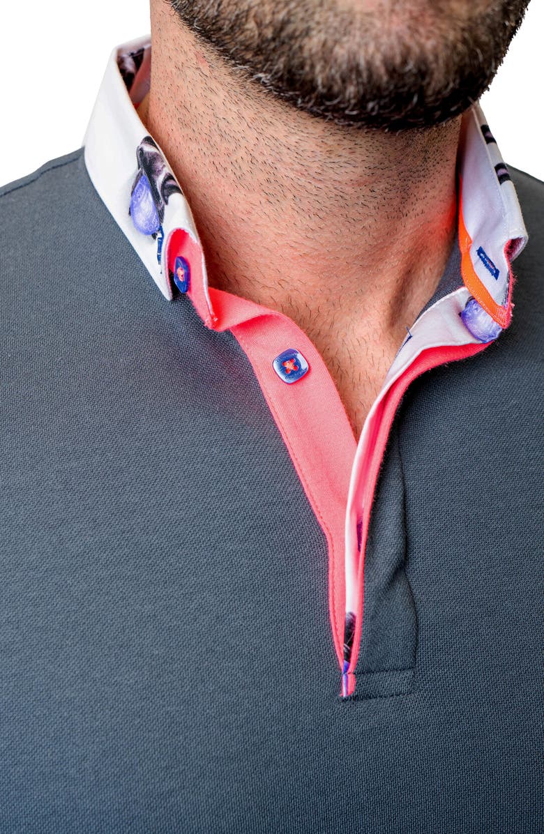 Maceoo Newton Pinkcuff Grey Long Sleeve Polo, Alternate, color, 