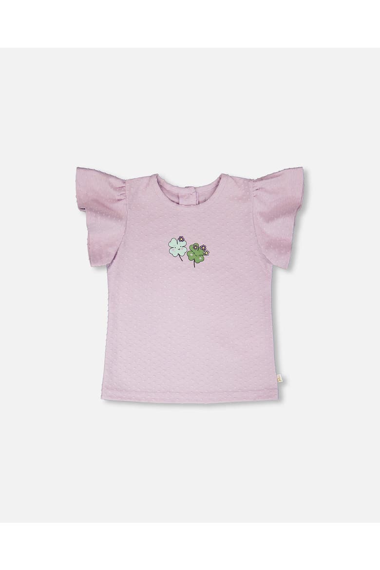 Jersey Flutter Sleeves Clover T-Shirt, Main, color, Lavender