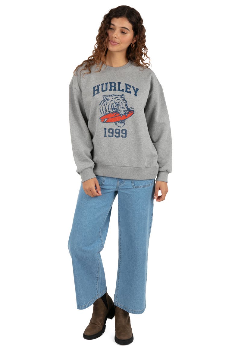 Wildcat Graphic Oversized Sweatshirt, Alternate, color, GREY HEATHER