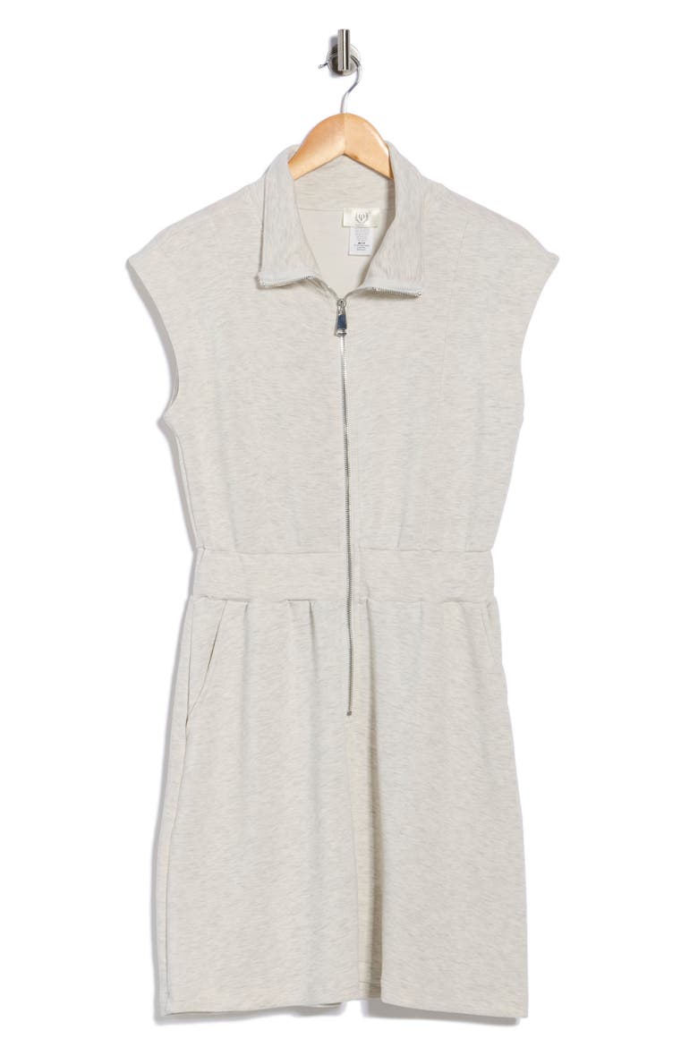 Cap Sleeve Zip Front Scuba Dress, Alternate, color, HEATHER