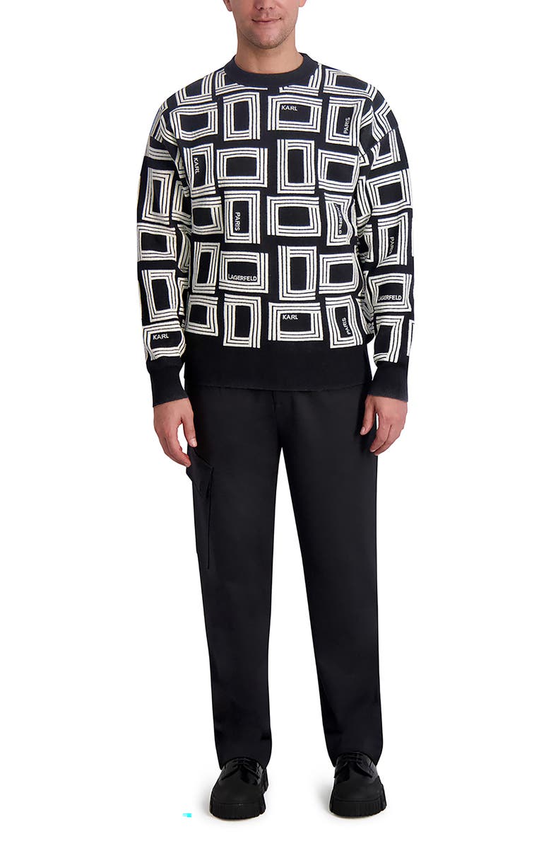 KARL LAGERFELD PARIS Monogram Raised Jacquard Square Sweater, Alternate, color, 