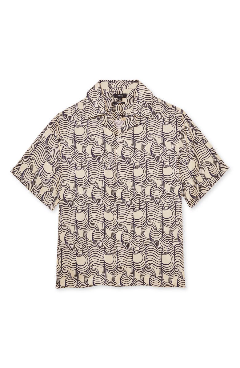 Reiss Waver Camp Shirt, Alternate, color, Off White/ Navy