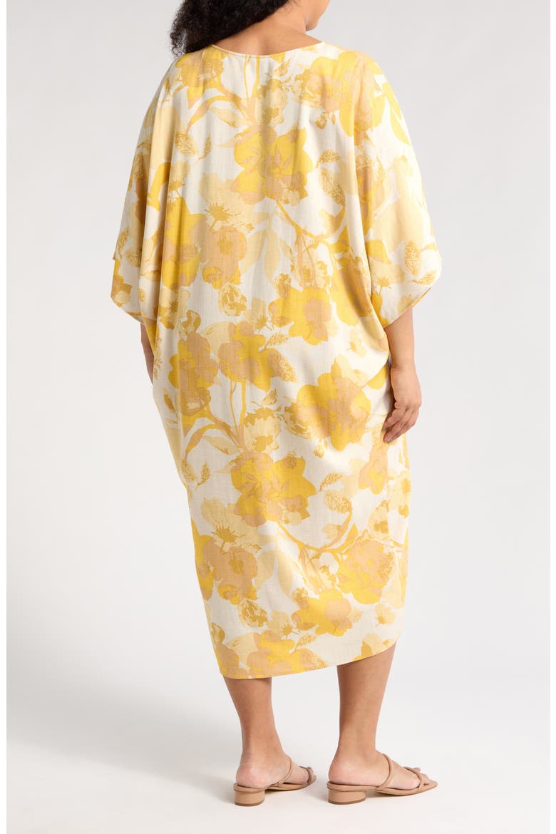 Floral Caftan Dress, Alternate, color, YELLOW/ BEIGE