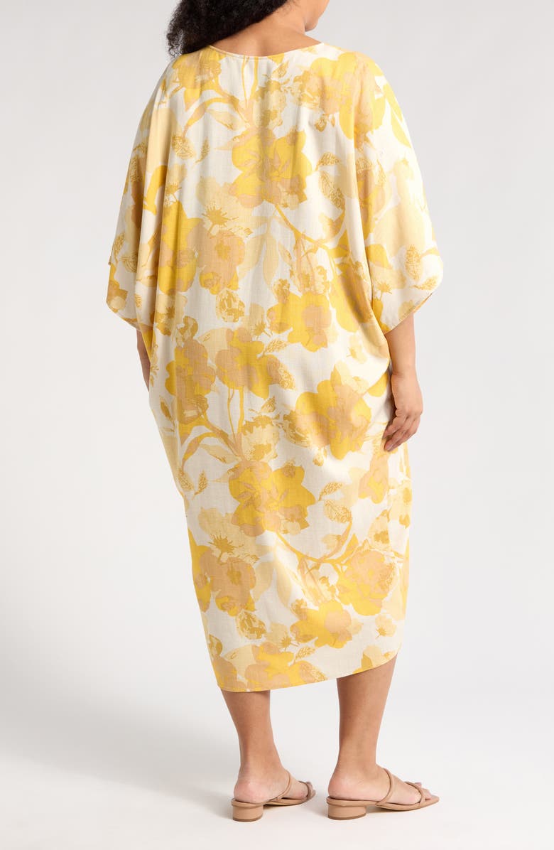 Renee C Floral Caftan Dress, Alternate, color, Yellow/ Beige