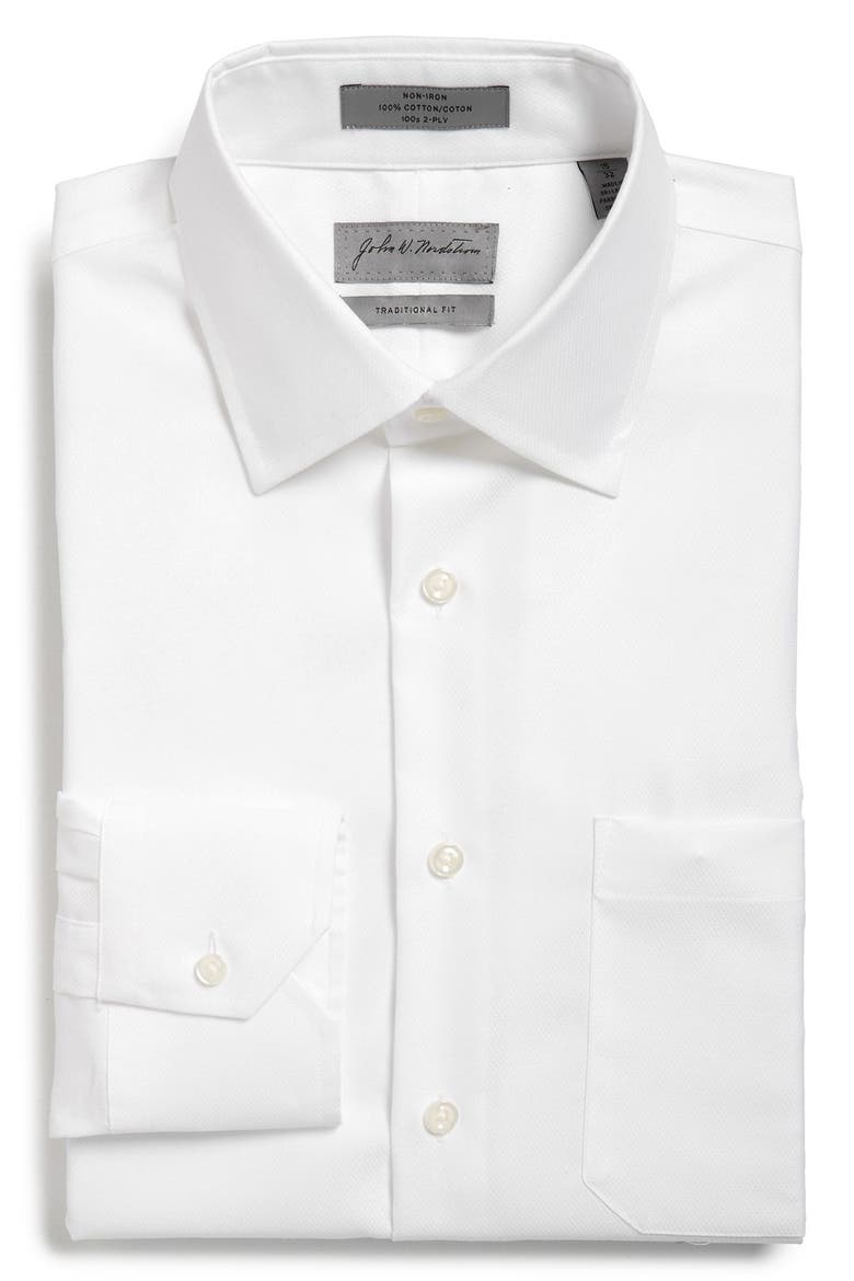Traditional Fit Non-Iron Solid Dress Shirt, Main, color, WHITE