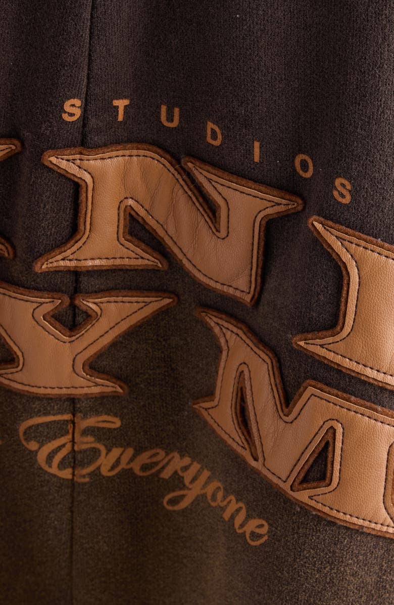 Acne Studios Prowser U Gym Bro Layered Logo Organic Cotton Sweatpants, Alternate, color, Dark Brown