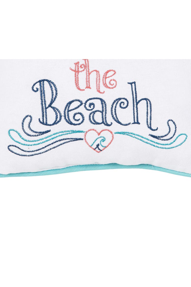 "My Heart Is At the Beach" Mini 100% Cotton Accent Pillow, Alternate, color, Blue