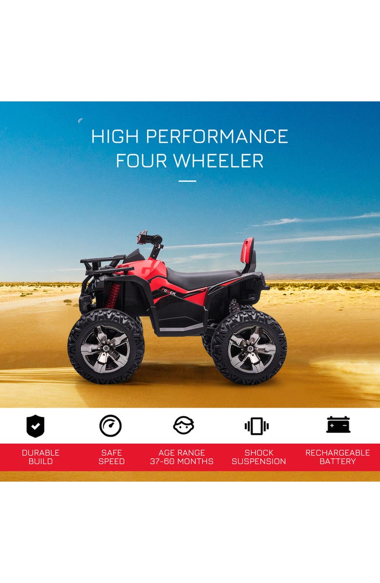 Aosom Kids Electric ATV, 12V, 4-Wheel, Music, Headlights, Alternate, color, Red