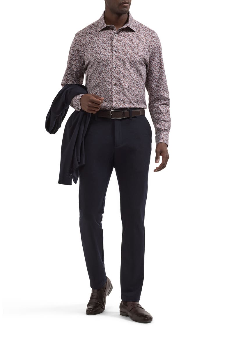 James OoohCotton® Wine Bottle Print Button-Up Shirt, Alternate, color, BURGUNDY