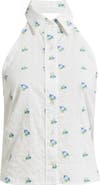 CISSA Sleeveless Button-Up Cotton Halter Top