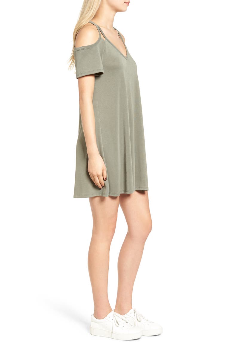 Sofia Cold Shoulder Dress, Alternate, color, AGAVE GREEN