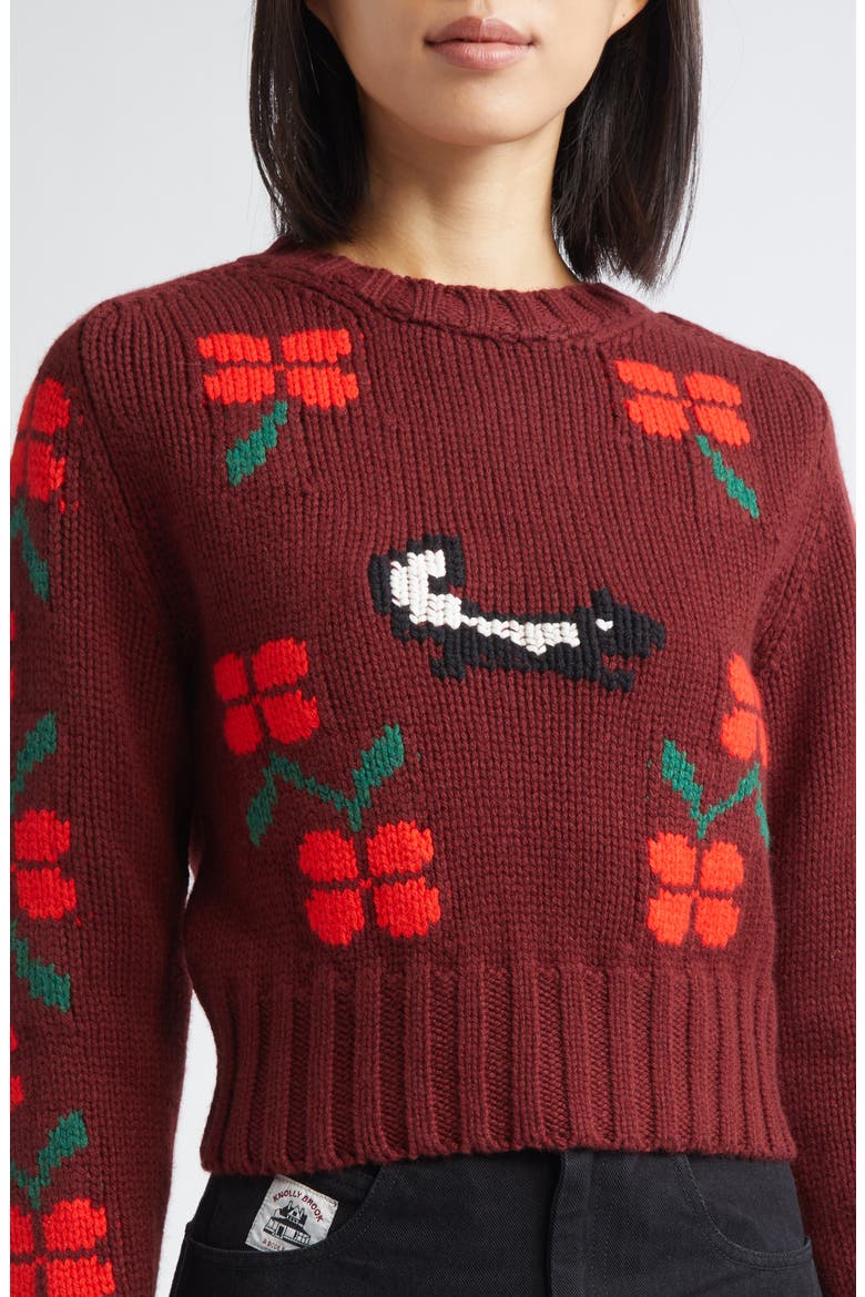Skunk Royal Alpaca Sweater, Alternate, color, MAROON