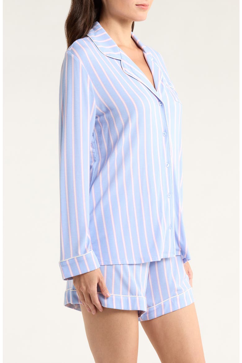 Moonlight Eco Long Sleeve Short Pajamas, Alternate, color, BLUE- IVORY JANE PINSTRIPE