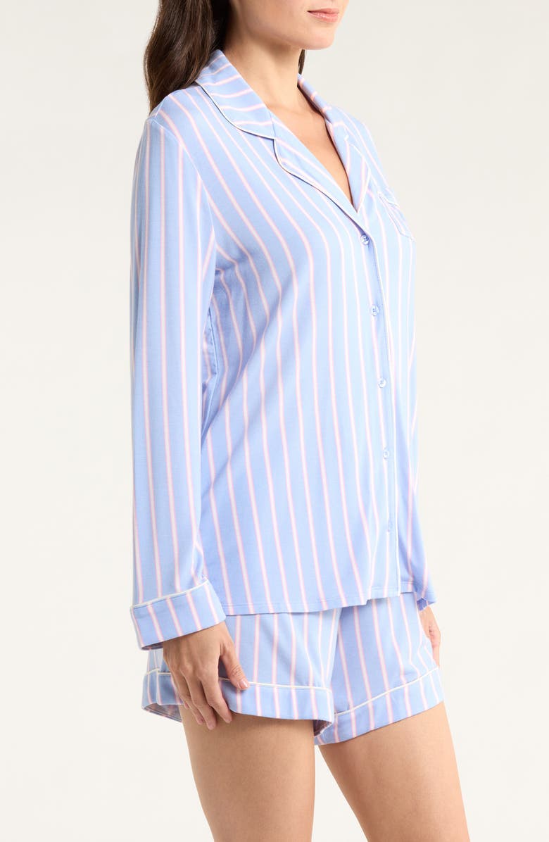 Nordstrom Moonlight Eco Long Sleeve Short Pajamas, Alternate, color, Blue- Ivory Jane Pinstripe