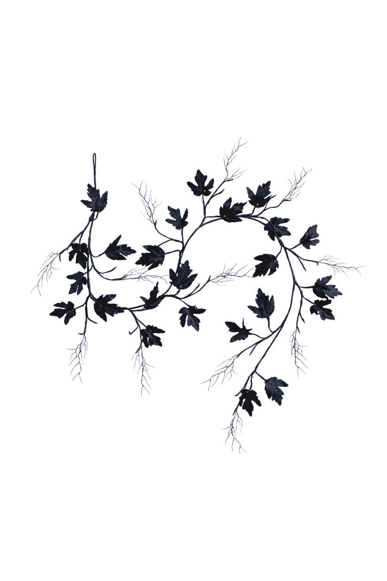 6.5-ft Pre-Lit Artificial Halloween Black Maple Garland with 48 Orange & Purple LED Lights, Main, color, Black