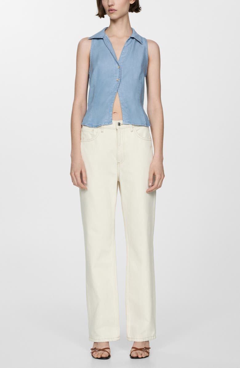 MANGO Sleeveless Button-Up Shirt, Alternate, color, 