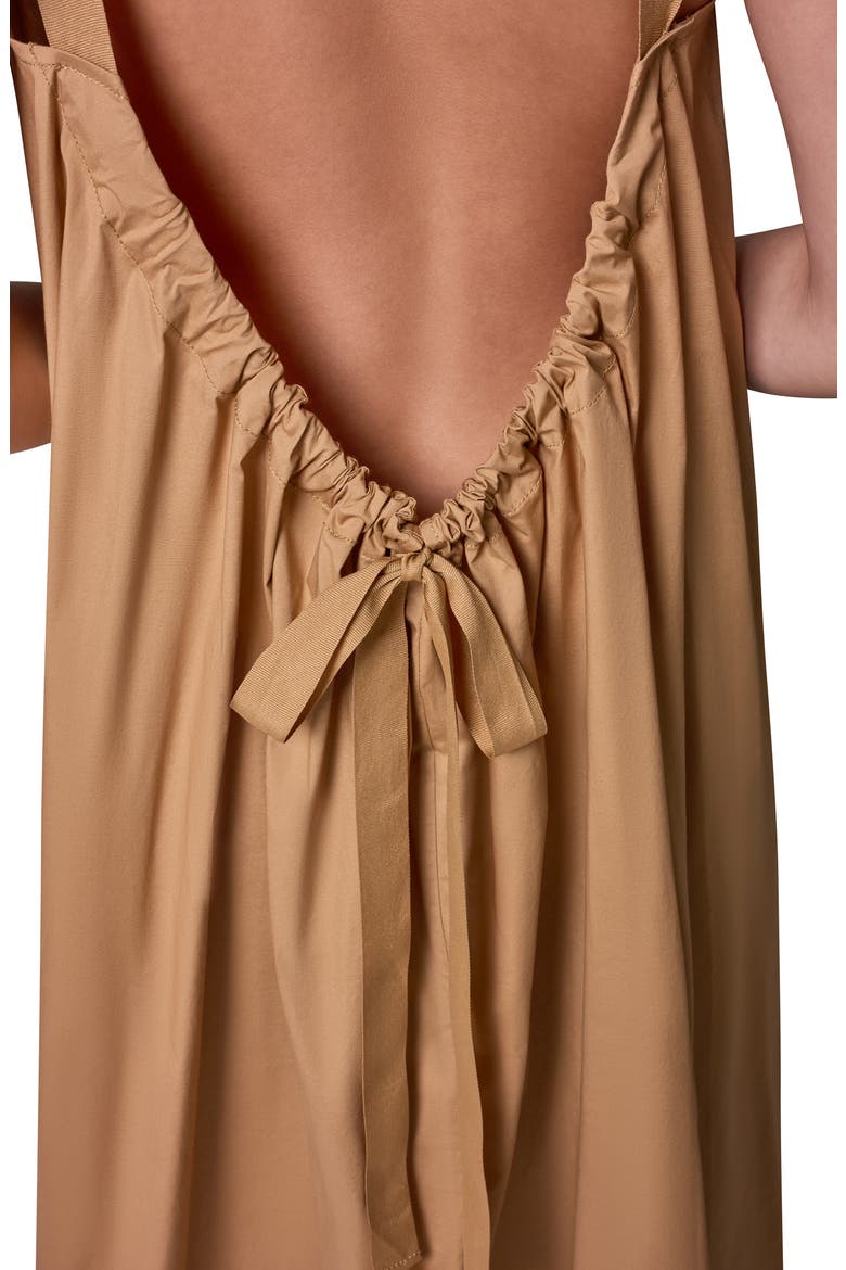 Tie Back Stretch Cotton Maxi Dress, Alternate, color, FAWN