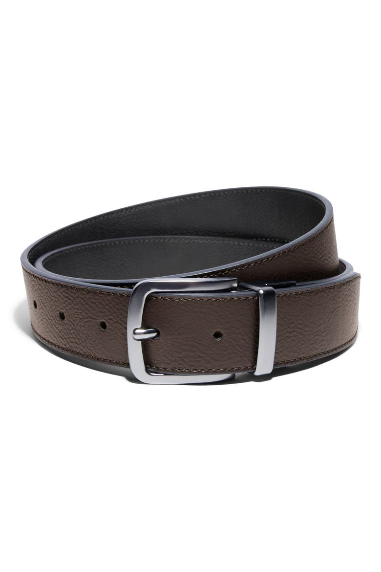 Reversible Faux Leather Belt, Main, color, BROWN/ BLACK