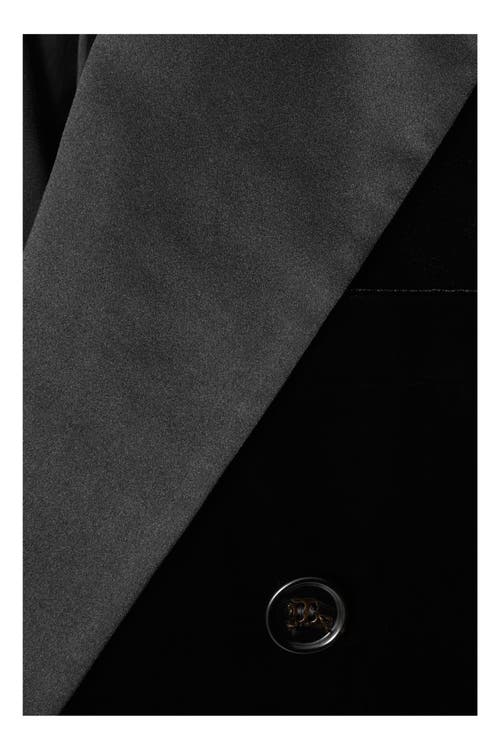 Shop Burberry Velvet Tuxedo Jacket In Black