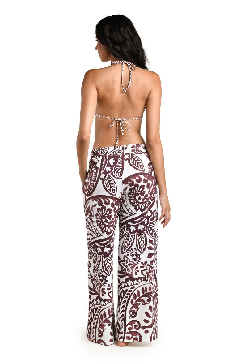 Painted Paisley Cover-Up Wide Leg Pants, Alternate, color, ESPRESSO