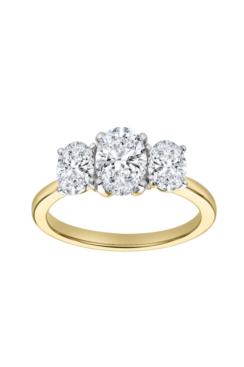 Delila 14K Gold Oval Cut Lab Grown Diamond Trinity Ring - 2 ct, Alternate, color, 14K Yellow Gold