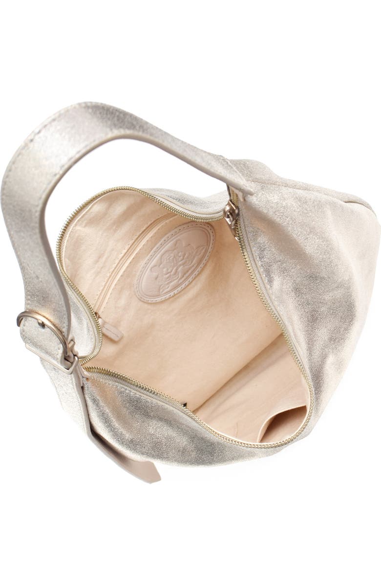 New Amsterdam Leatherworks Wyatt Metallic Hobo Bag, Alternate, color, Champagne
