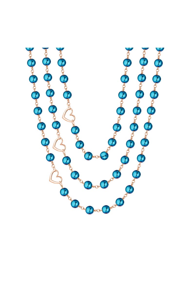 Celeste Blue Hematite 3-Layer Necklace, Main, color, Blue