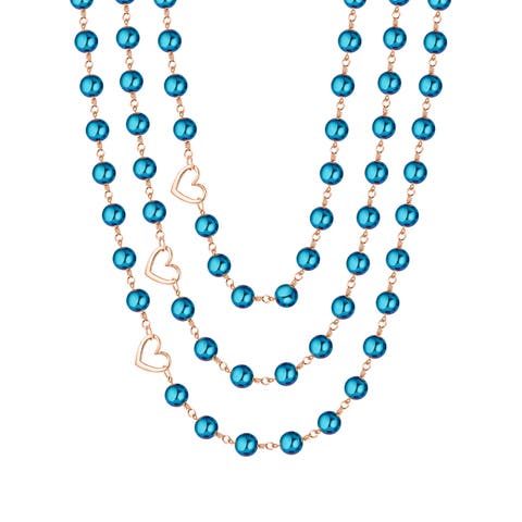 Celeste Blue Hematite 3-Layer Necklace