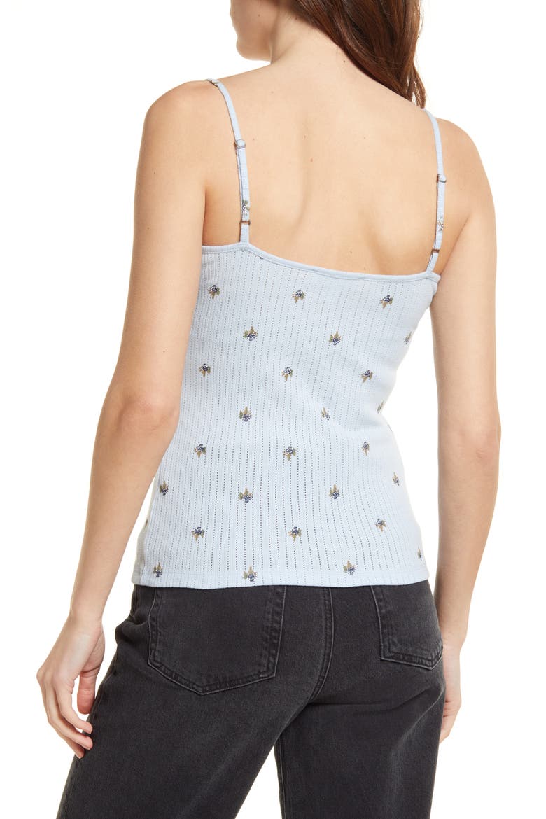Pointelle Camisole, Alternate, color, BLUE SKYWAY MINIBLOOM