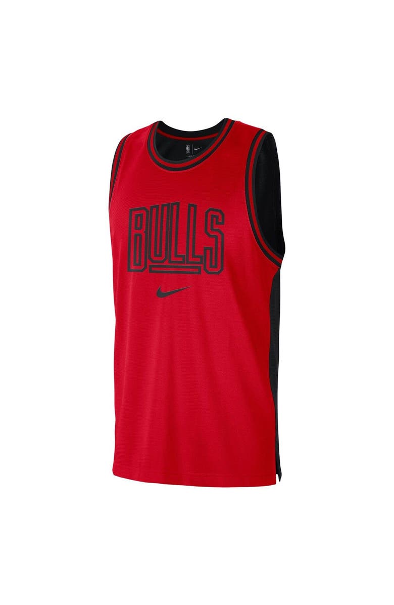 Nike Men's Nike Red/Black Chicago Bulls Courtside Versus Force Split DNA Performance Mesh Tank Top, Alternate, color, Red
