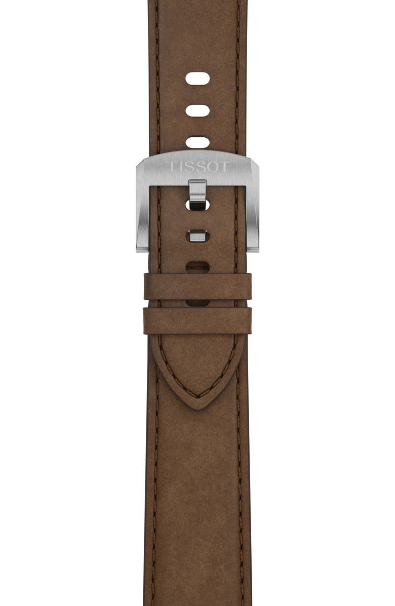 Tissot PRC 100 Solar Quartz Leather Strap Watch, 39mm, Alternate, color, Silver