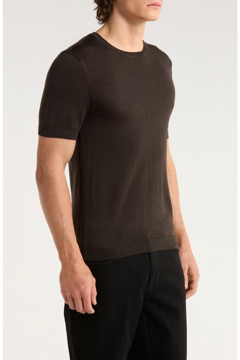 Aulton Short Sleeve Wool Blend Sweater, Alternate, color, DARK BROWN